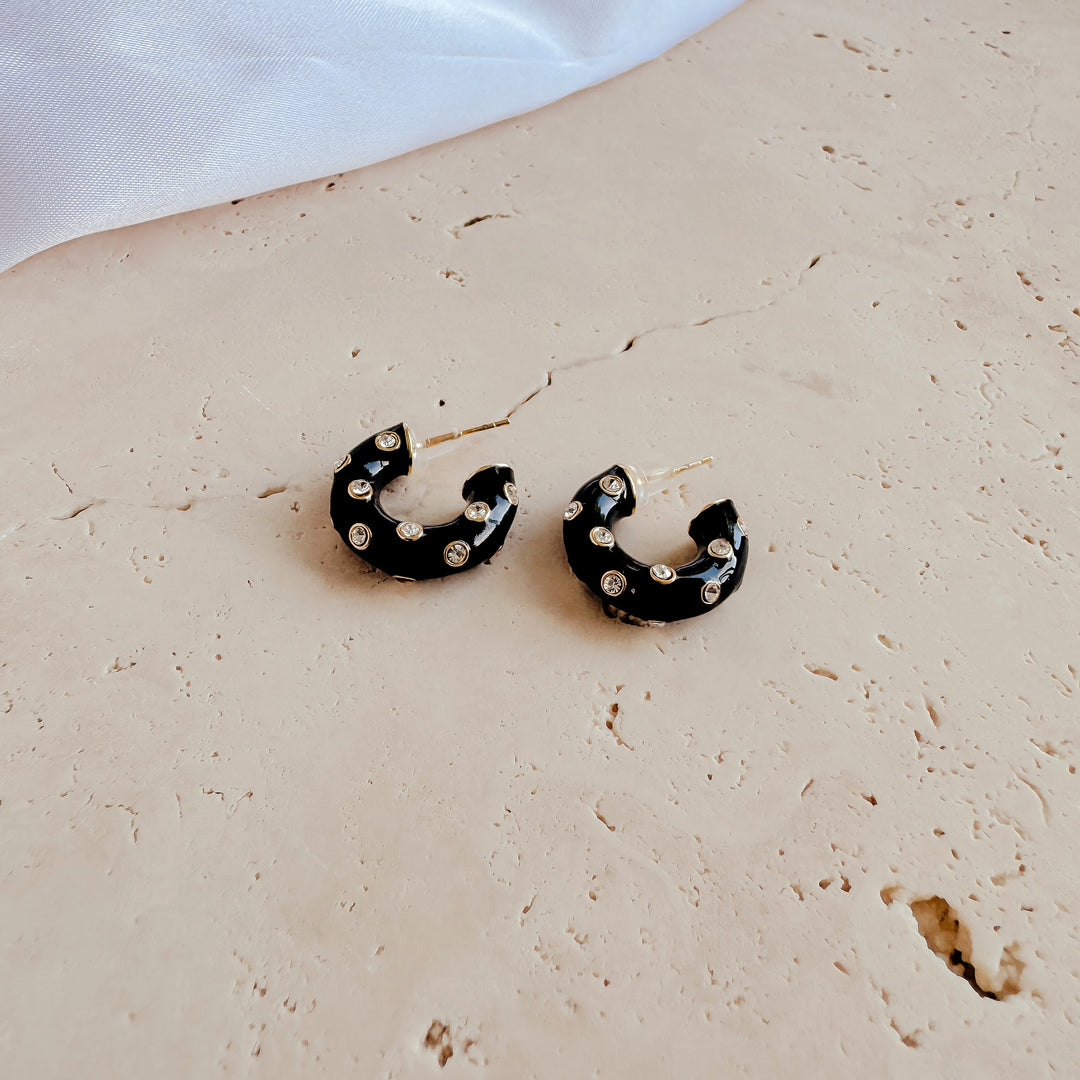Ezra Stud Earrings - Black - Earrings
