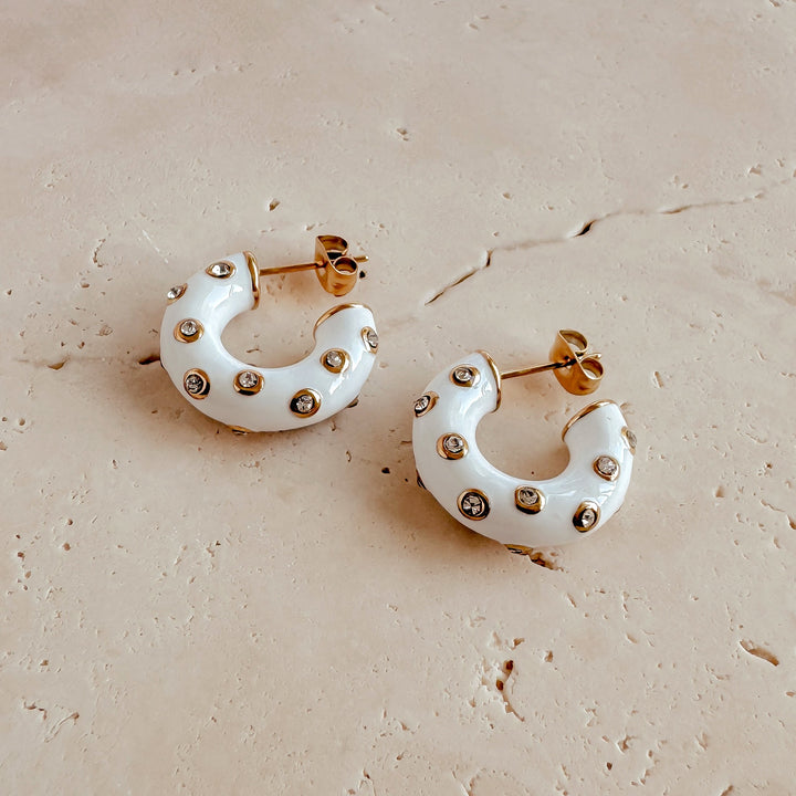 Ezra Stud Earrings - White - Earrings