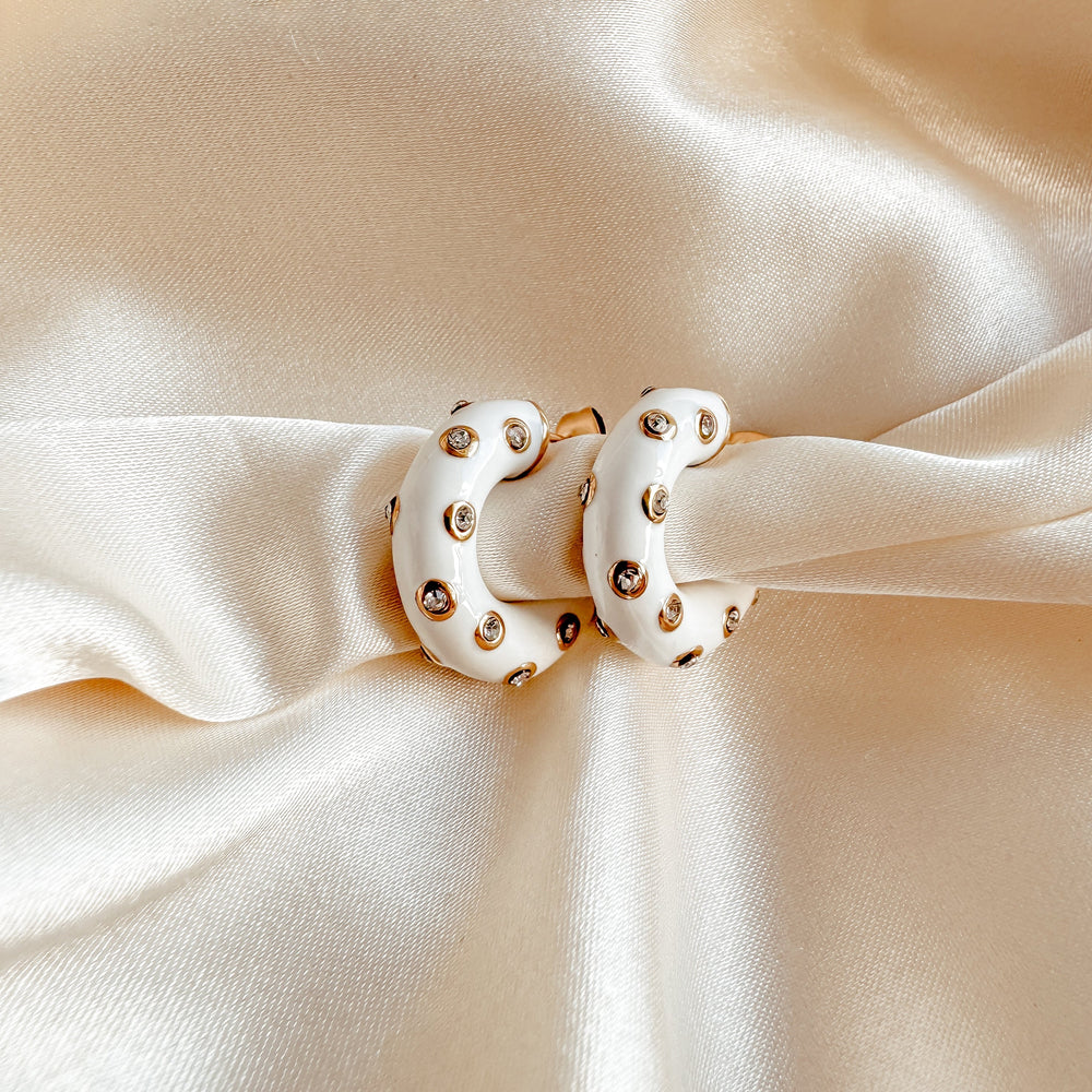 Ezra Stud Earrings - White - Earrings