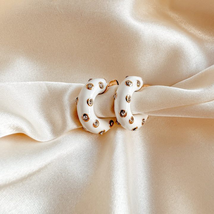 Ezra Stud Earrings - White - Earrings