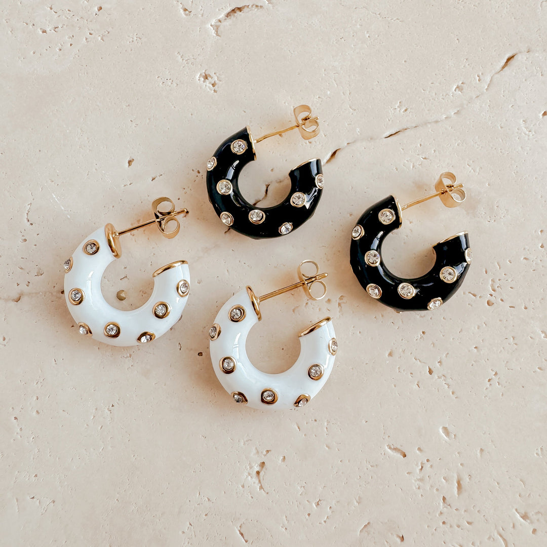 Ezra Stud Earrings - White - Earrings