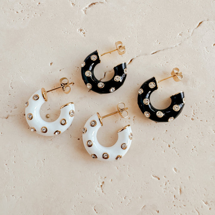 Ezra Stud Earrings - White - Earrings