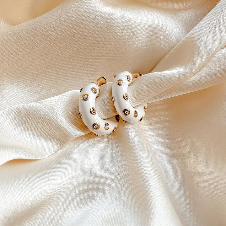 Ezra Stud Earrings - White - Earrings