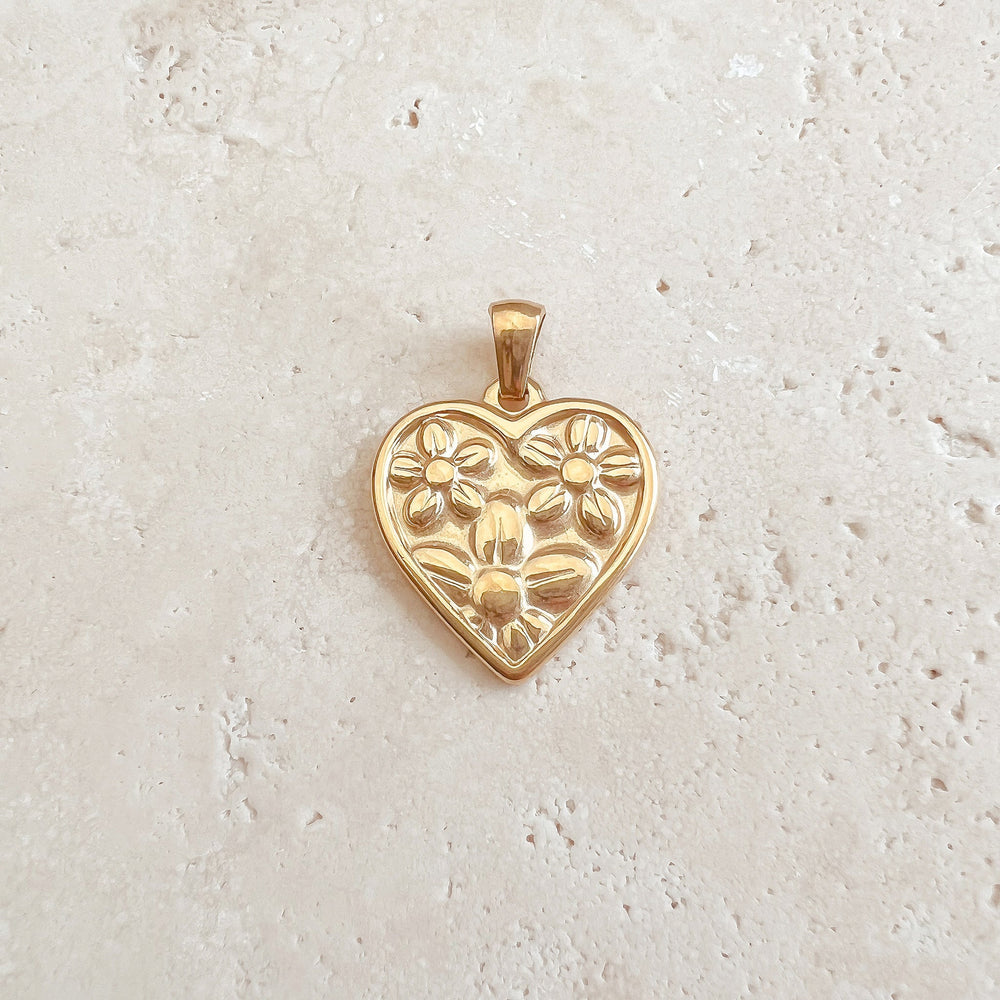 Heart Flowers Charm