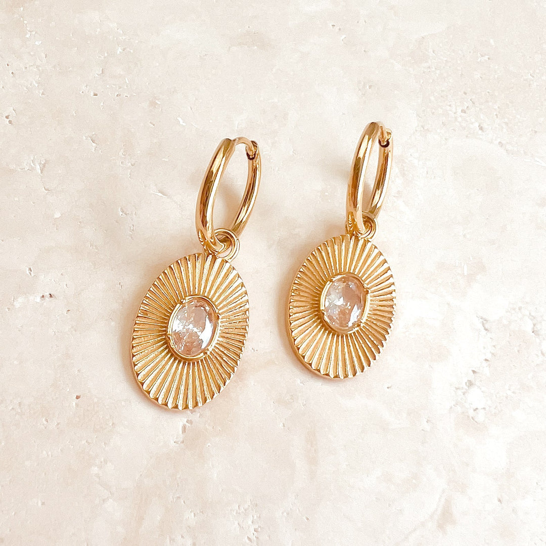 Morganite Crystal Earrings - Gold - Earrings