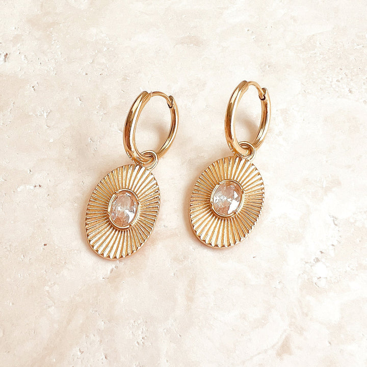 Morganite Crystal Earrings - Gold - Earrings